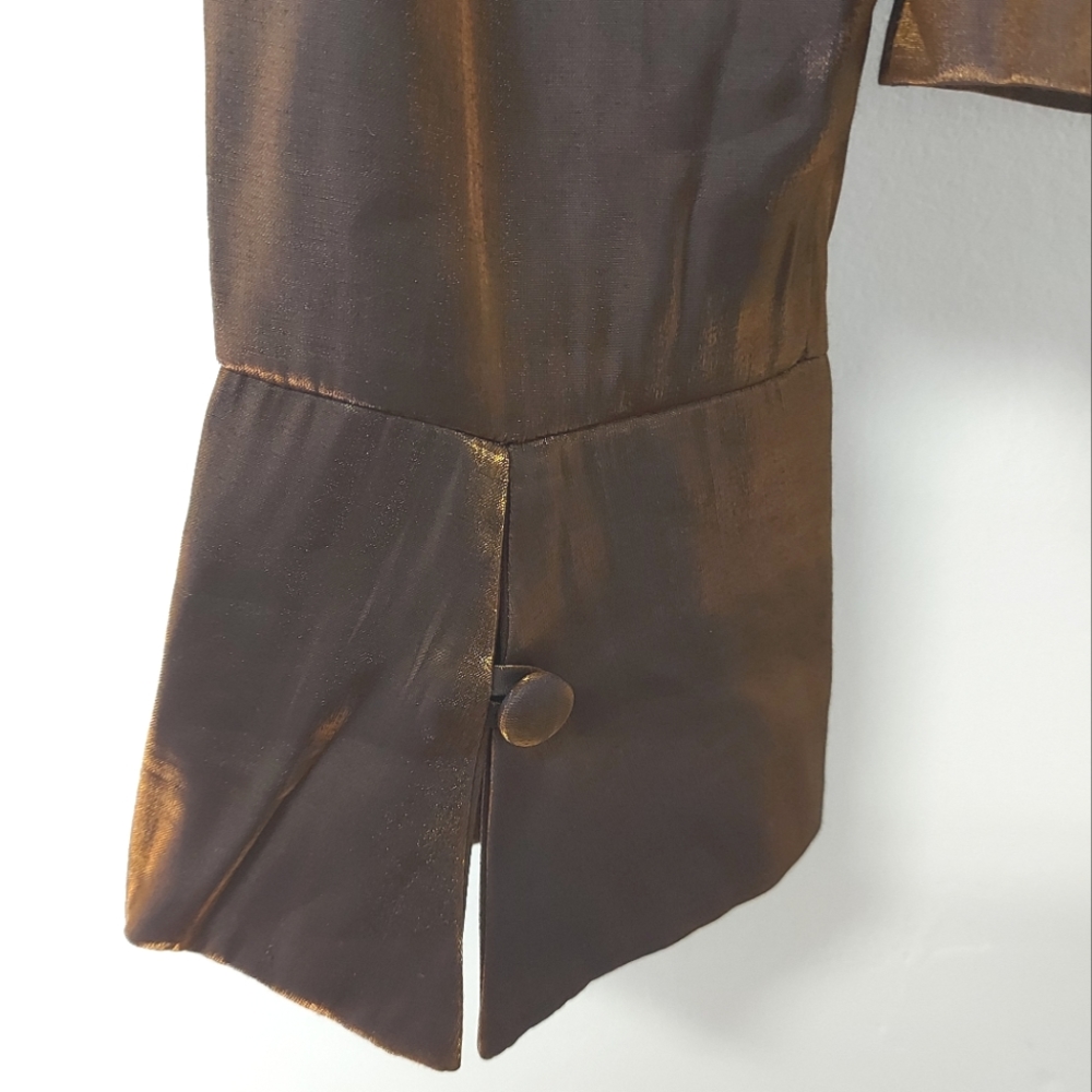 Oblique Brand Bronze Blouse with Laced Back, Size 12 - Picture 8 of 16